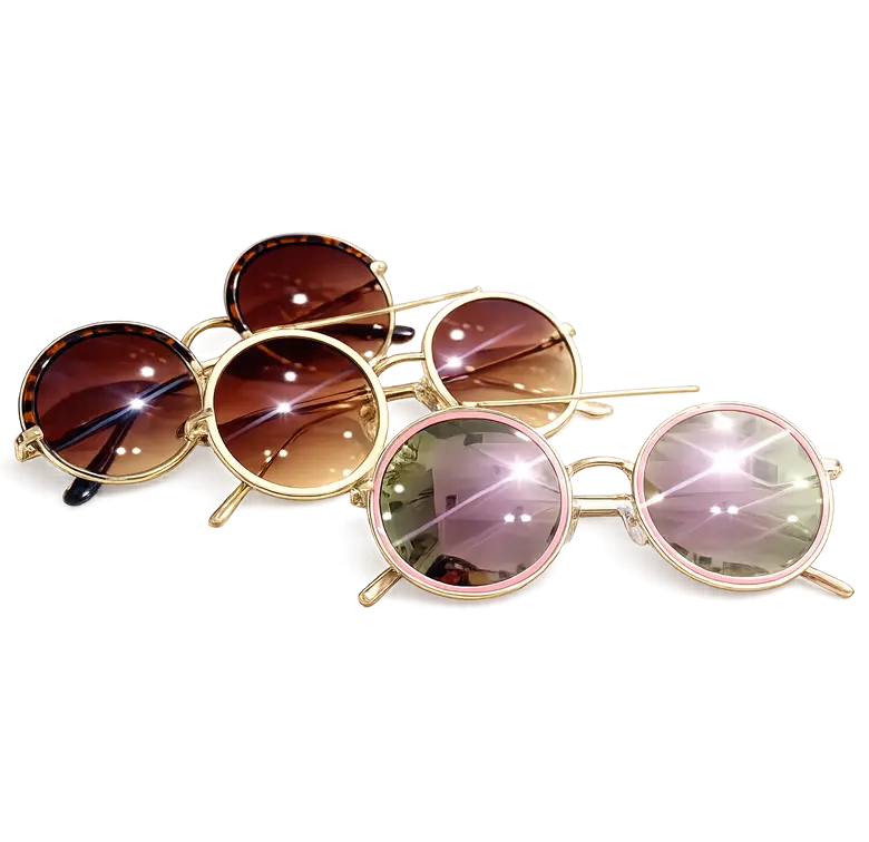 Occhiali da sole Coco alla moda: rotondi, vintage, con lenti marroni e rosa. Scopri il tuo stile unico!