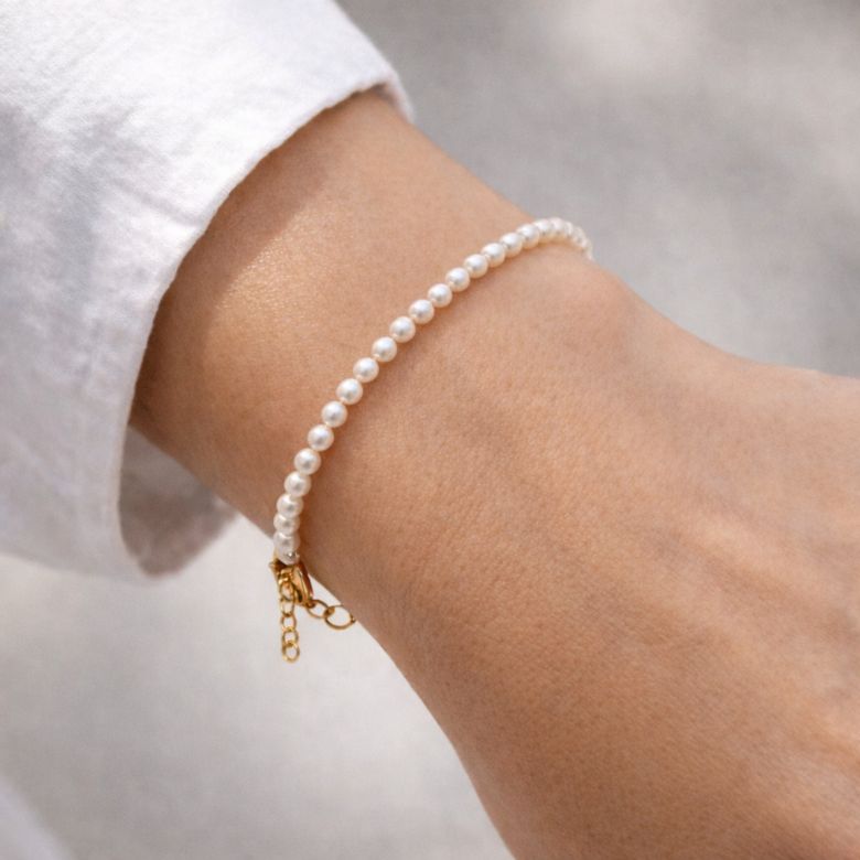 Bracciale con perle bianche - diverse dimensioni - immagine 2