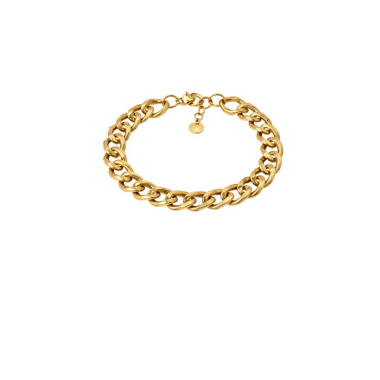 bracciale donna in acciaio dorato in maglia doppia