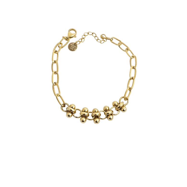 Bracciale in Acciaio dorato con catena e dettagli geometrici