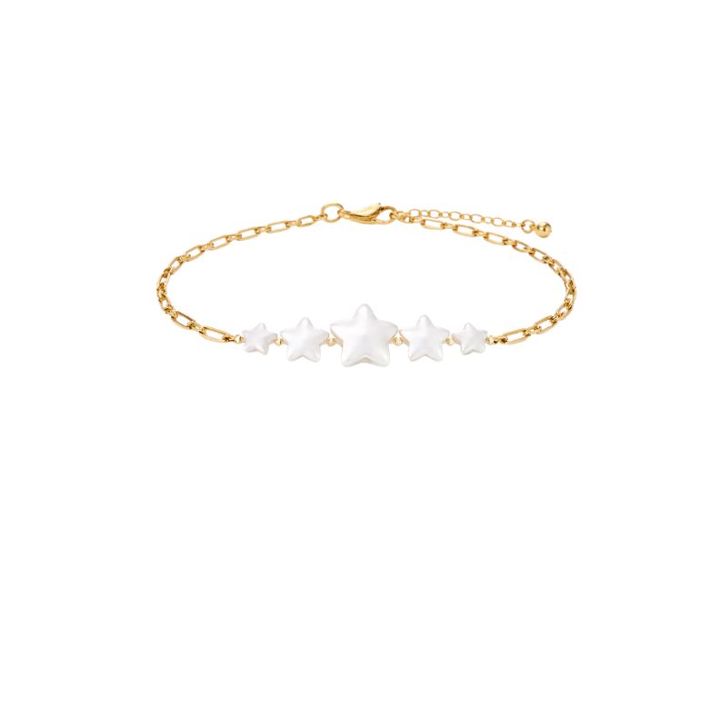 Bracciale in Acciaio dorato con stelle in madreperla