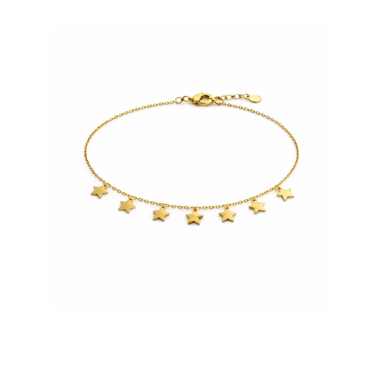 bracciale in acciaio dorato con stelle pendenti