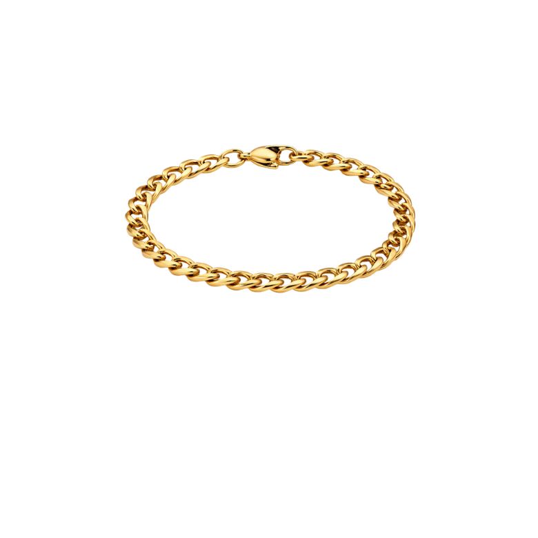 bracciale donna in acciaio dorato in maglia groumette larga
