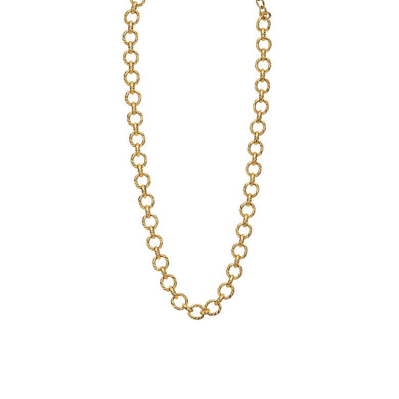 collana girocollo in acciaio dorato con maglia tonda