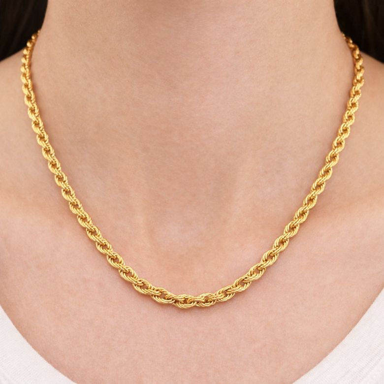 Collana girocollo in Acciaio dorato attorcigliato - immagine 2