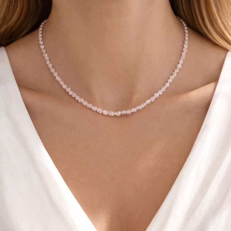 Collana girocollo in Acciaio dorato con cristalli beige - immagine 2