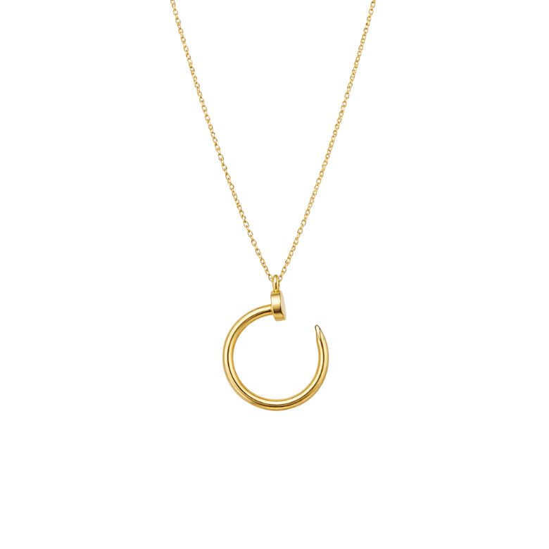 collana donna in acciaio dorato con pendente chiodo