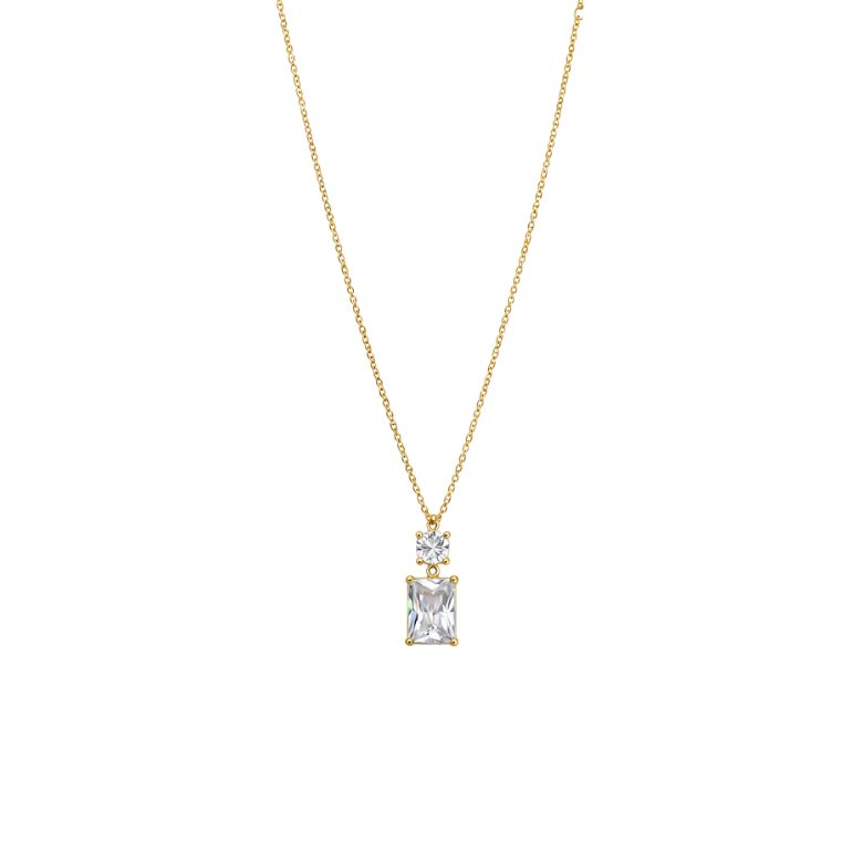 collana girocollo da donna in acciaio dorato con pendente punto luce incastonato