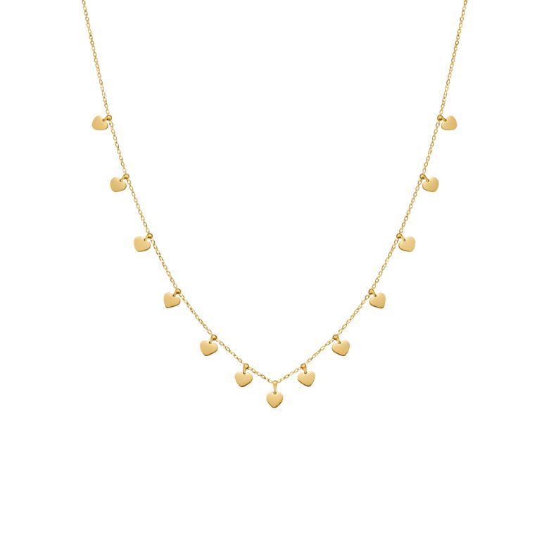 collana girocollo donna in acciaio dorato con cuori pendenti