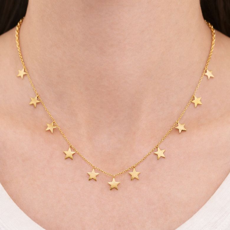 Collana girocollo in Acciaio dorato con pendenti stelle - immagine 2