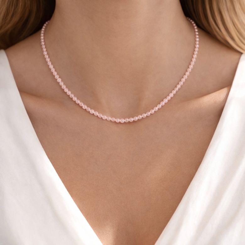 Collana girocollo in Acciaio dorato con perline cipria - immagine 2