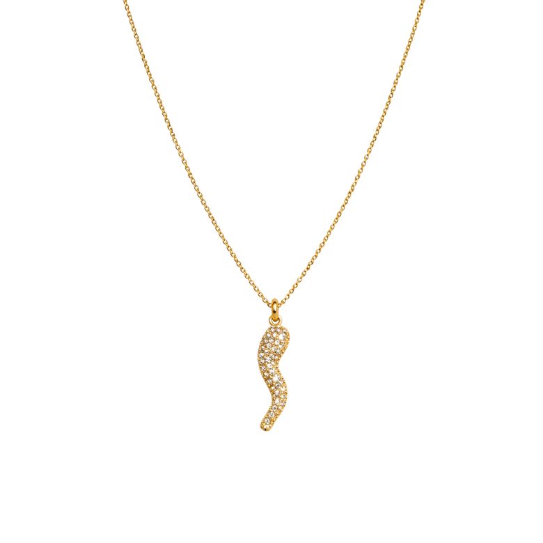 collana girocollo in acciaio dorato con ciondolo corno piccolo ricoperto di strass