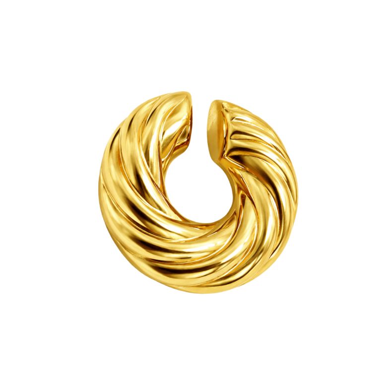 Earcuff bombato lavorato in Acciaio dorato