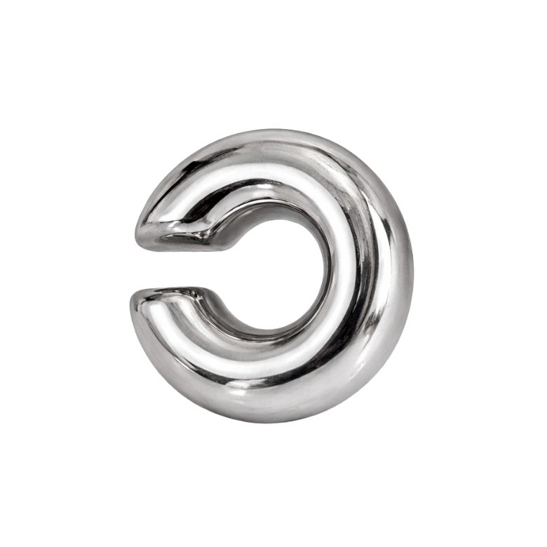 earcuff per donna bombato con design liscio in acciaio argentato