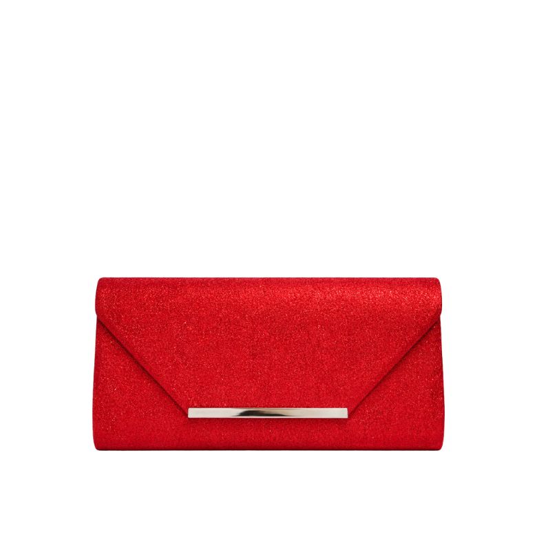 pochette rossa glitterata con patta a busta