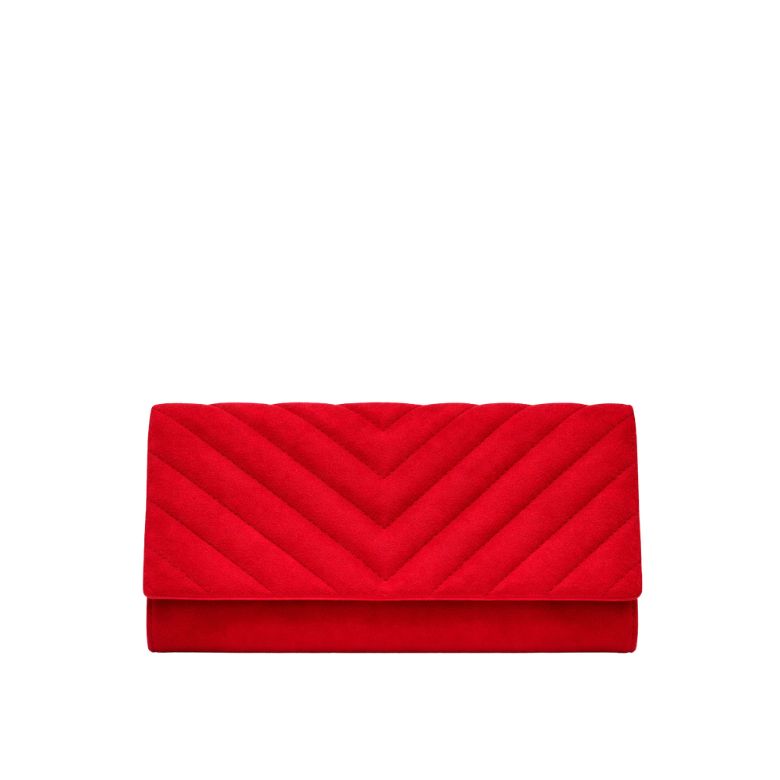 pochette rossa velluto trapuntata con patta rigida