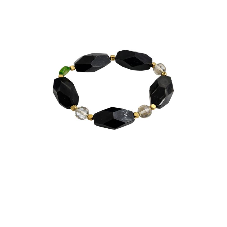 bracciale elastico con pietre faccettate e dettagli luminosi