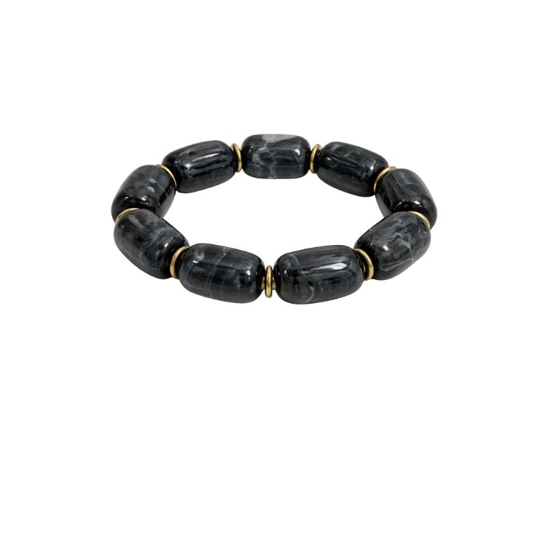 bracciale elastico con pietre nere ovali lucide