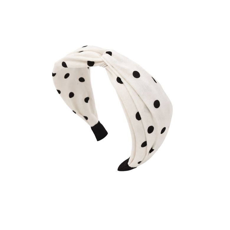 cerchietto in raso con pois, colorazione bianco
