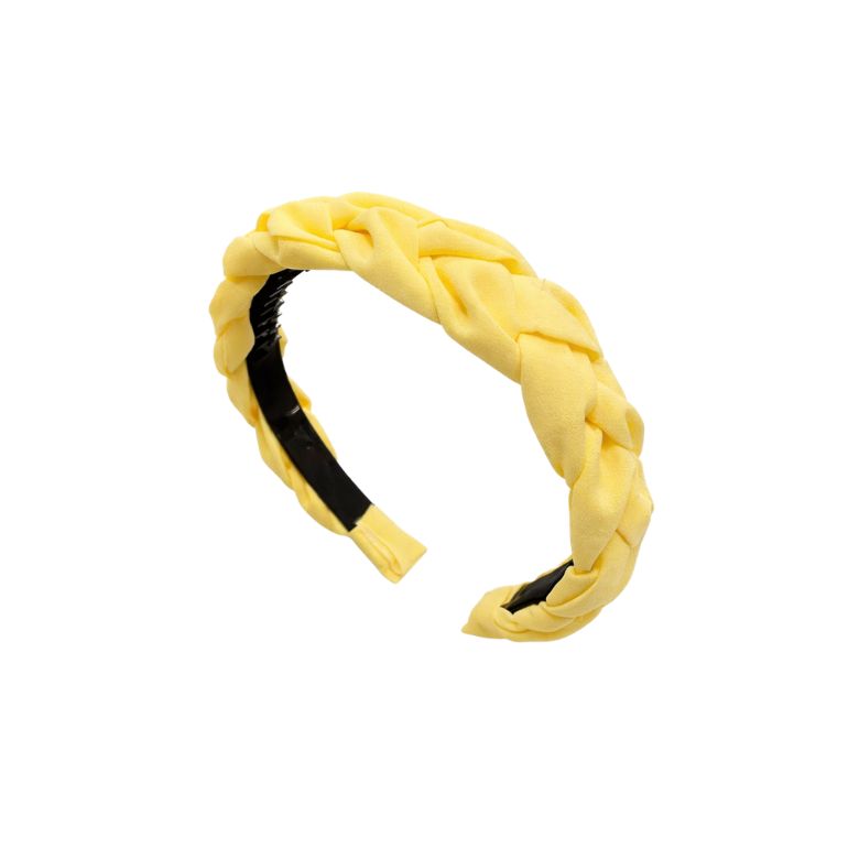 cerchietto in raso intrecciato con nodo semplice in colorazione giallo