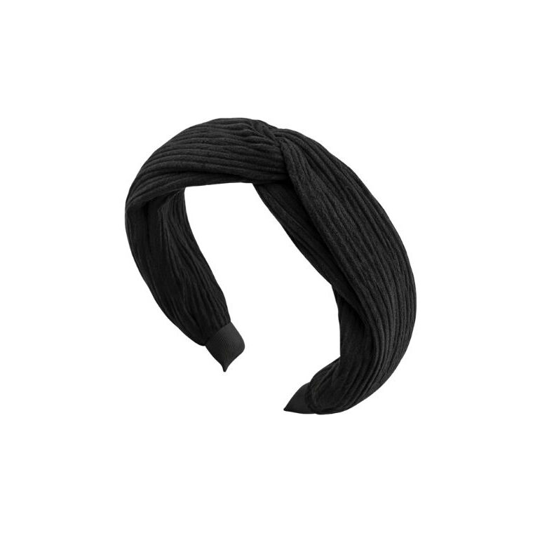 cerchietto in velluto plissettato con nodo frontale in colorazione nero