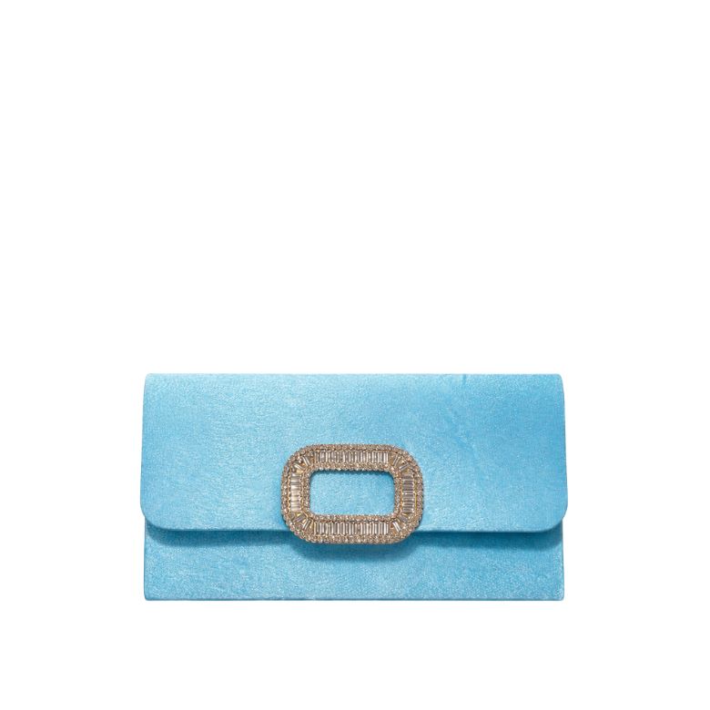 pochette azzurra con fibbia gioiello