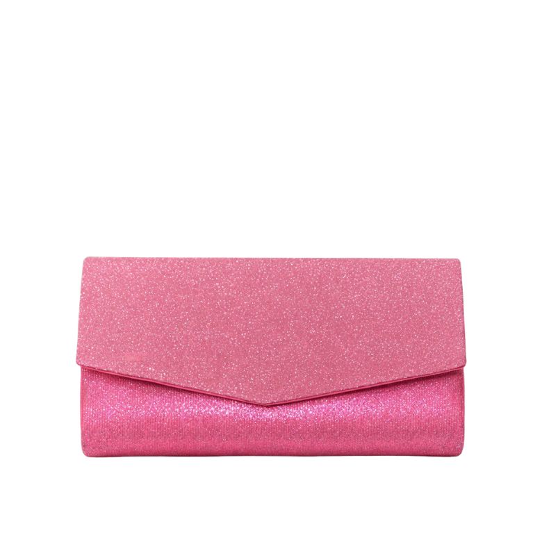 pochette fucsia glitterata con patta a v