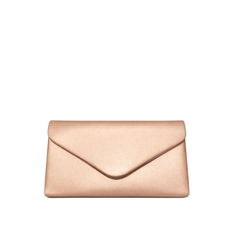 pochette oro rosa satinata con patta a v