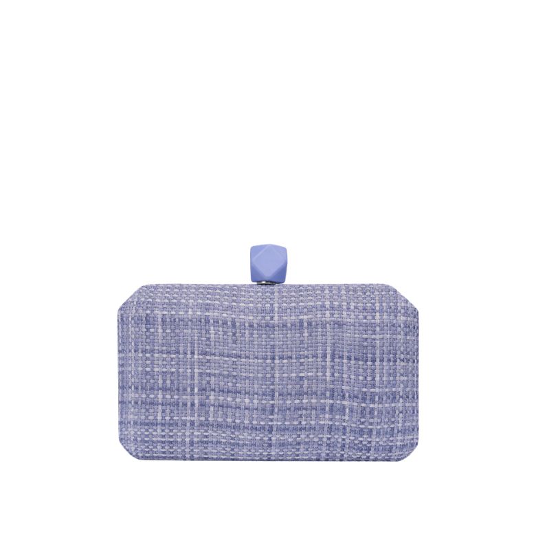 pochette rigida lilla ad effetto tessuto con chiusura a gioiello