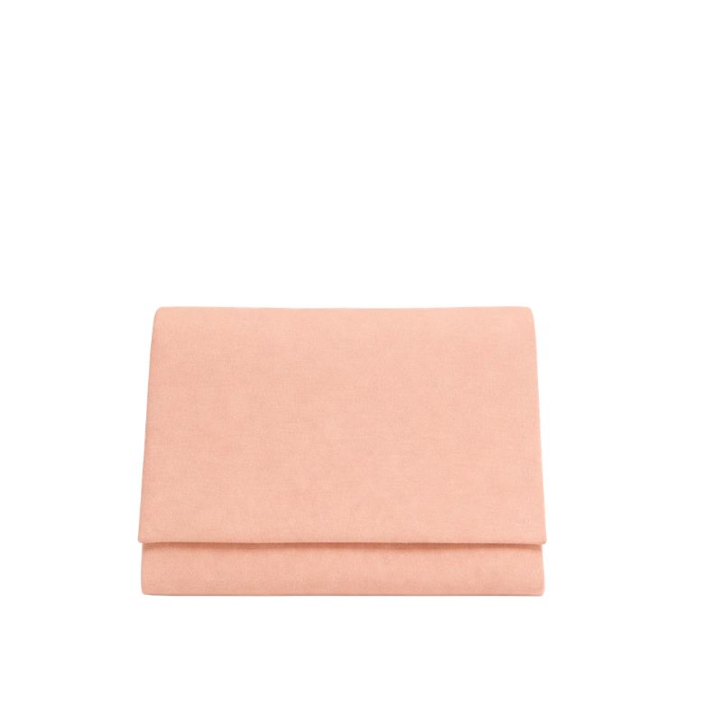 pochette rosa alta ad effetto camoscio