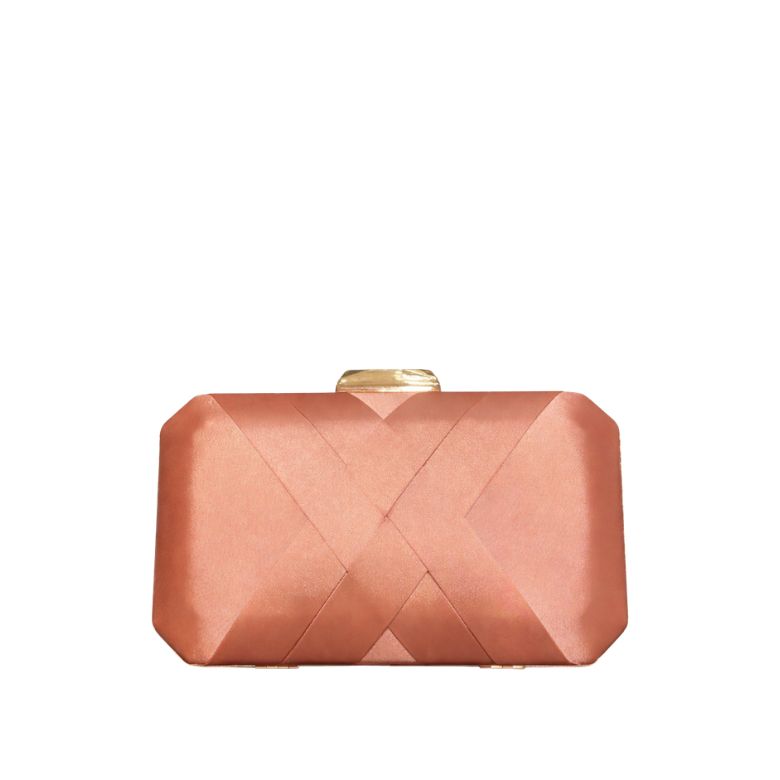 pochette rosa pesca in raso con intreccio