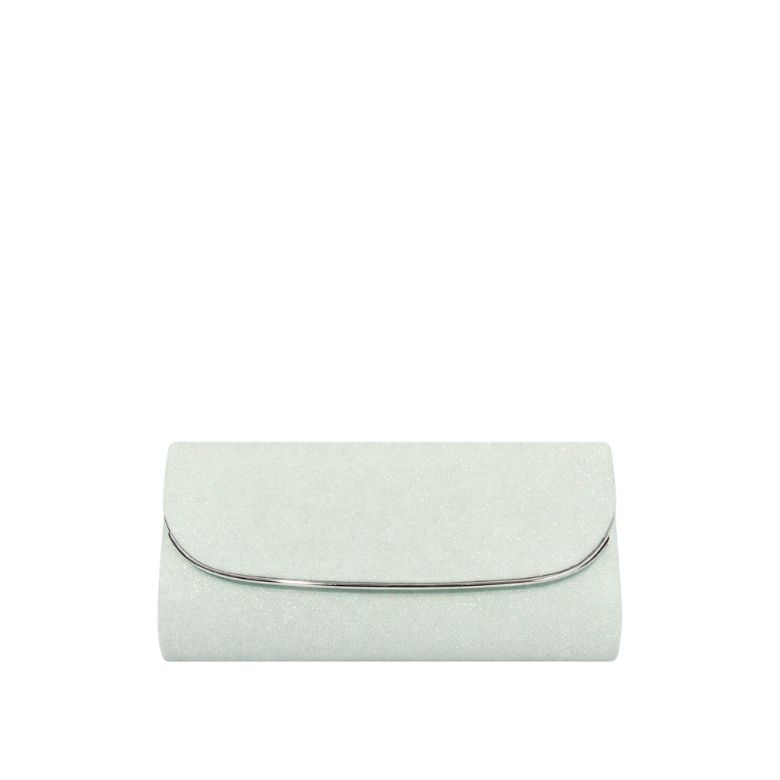 pochette verde acqua glitterata con profilo metallico