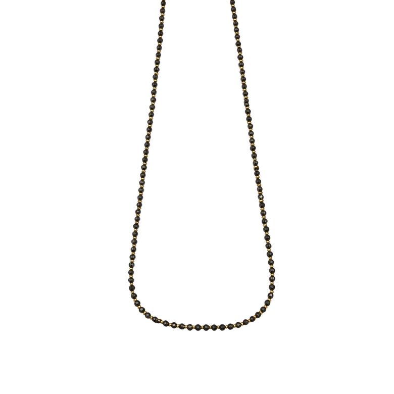 collana in acciaio dorato con sfere nere micro