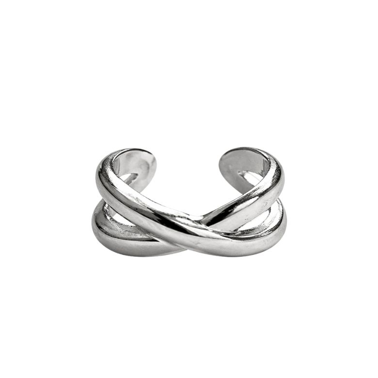 earcuff intrecciato in acciaio argentato