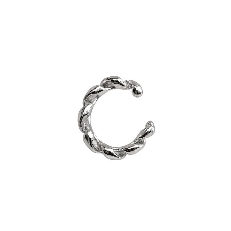 earcuff intrecciato in acciaio argentato