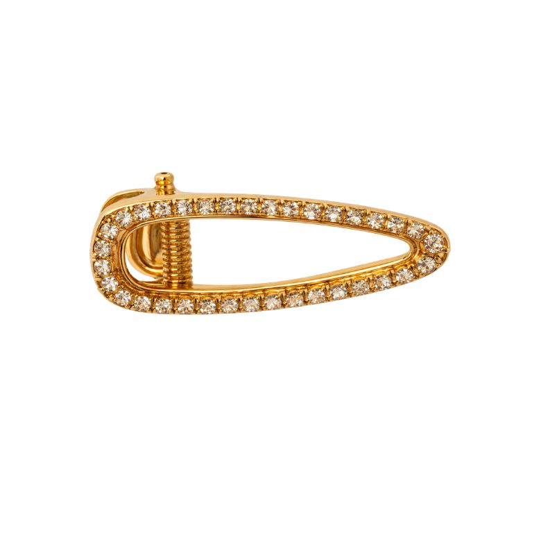 molletta per capelli in acciaio dorato elegante con strass