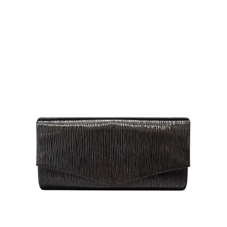 pochette nero effetto plisse con patta a busta elegante