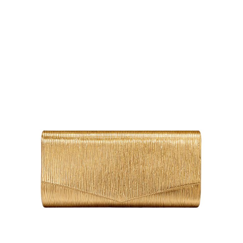 pochette oro effetto plisse con patta a busta elegante